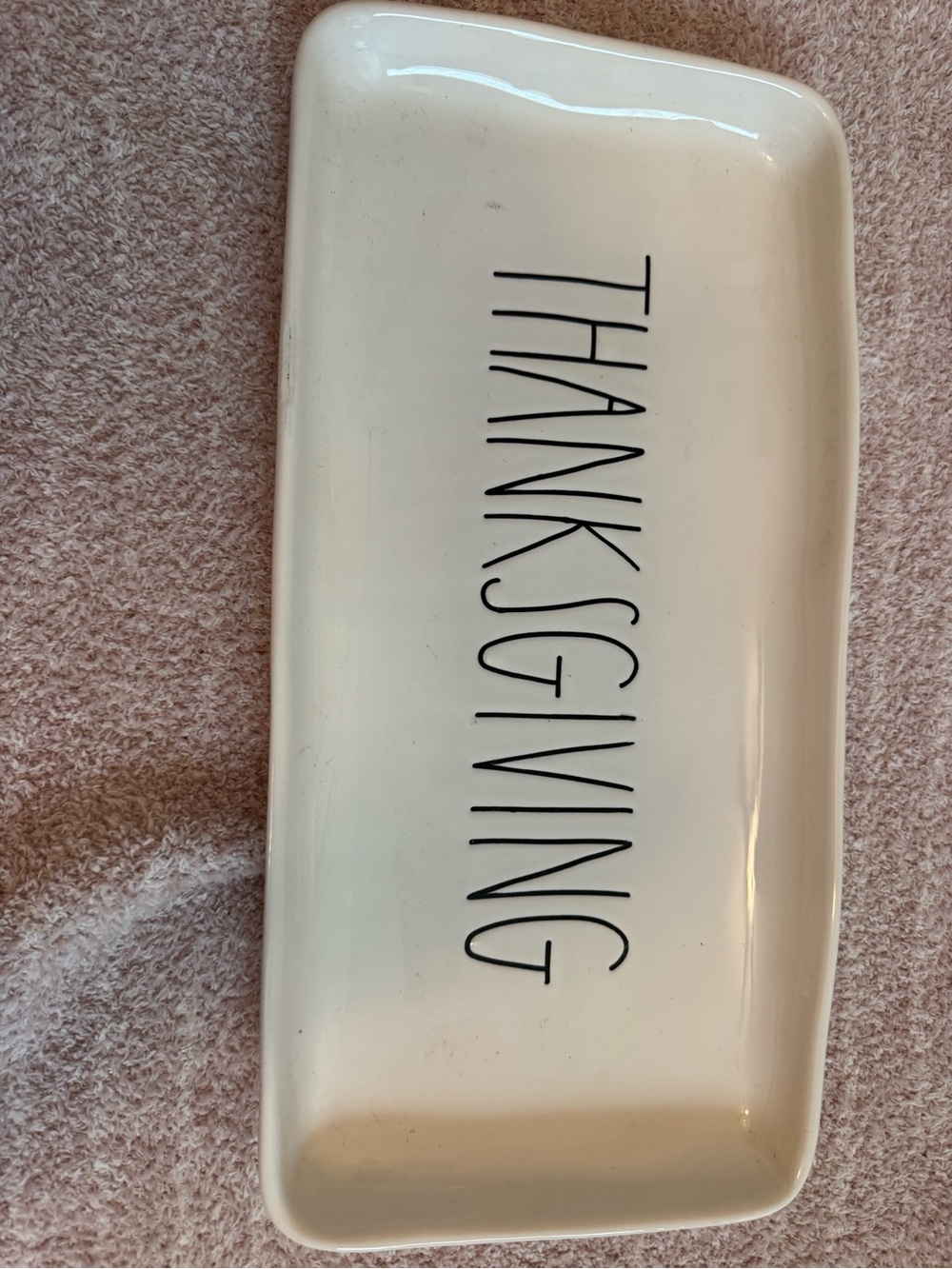 Rae Dunn THANKSGIVING Ceramic Serving Platter Tray White Fall Decor